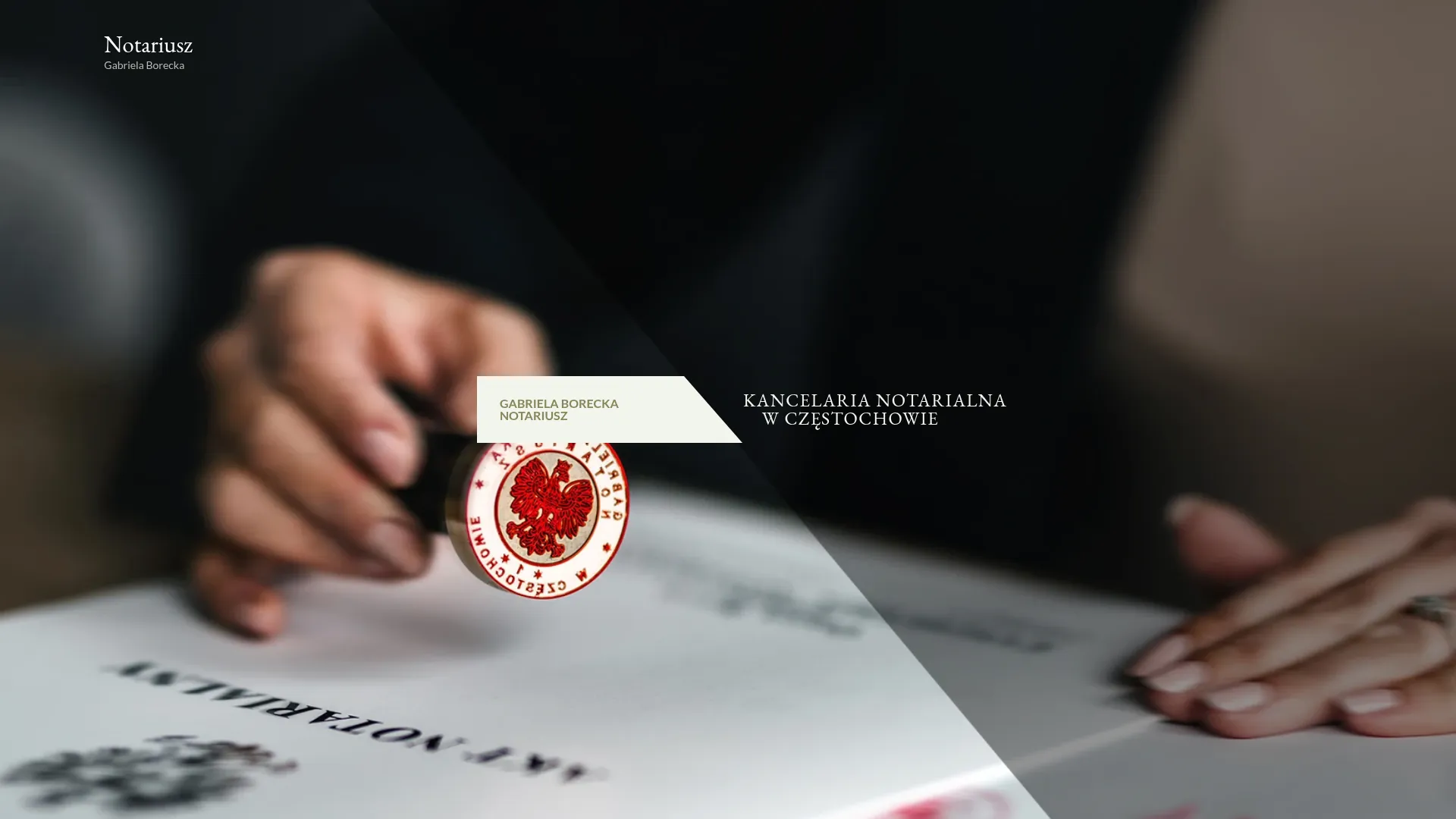 Zrzut ekranu strony Kancelaria Notarialna Notariusz Gabriela Borecka