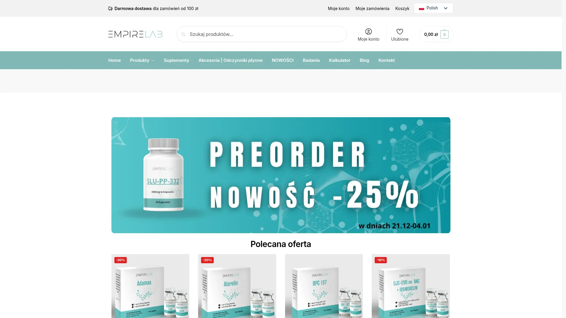 Zrzut ekranu strony EmpireLab Sp. z o.o.